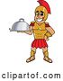 Vector Illustration of a Cartoon Spartan Warrior Mascot Holding a Platter by Mascot Junction
