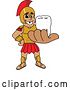 Vector Illustration of a Cartoon Spartan Warrior Mascot Holding a Tooth by Mascot Junction