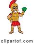 Vector Illustration of a Cartoon Spartan Warrior Mascot Holding Cash Money by Mascot Junction