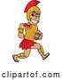 Vector Illustration of a Cartoon Spartan Warrior Mascot Running with a Football by Mascot Junction