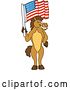 Vector Illustration of a Cartoon Stallion School Mascot Holding an American Flag by Mascot Junction