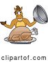 Vector Illustration of a Cartoon Stallion School Mascot Serving a Thanksgiving Turkey by Mascot Junction