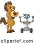 Vector Illustration of a Cartoon Stallion School Mascot Student Operating a Robot by Mascot Junction