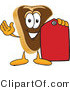 Vector Illustration of a Cartoon Steak Mascot Holding a Blank Red Sales Price Tag by Mascot Junction