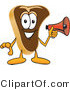 Vector Illustration of a Cartoon Steak Mascot Preparing to Make an Announcement with a Red Megaphone Bullhorn by Mascot Junction