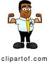 Vector Illustration of a Cartoon Strong Black Business Man Mascot Flexing His Arm Muscles by Mascot Junction