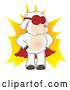 Vector Illustration of a Cartoon Super Hero Lamb Mascot over a Burst by Mascot Junction