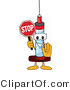 Vector Illustration of a Cartoon Syringe Mascot Holding a Stop Sign by Mascot Junction