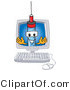 Vector Illustration of a Cartoon Syringe Mascot in a Computer Screen by Mascot Junction