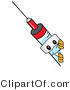 Vector Illustration of a Cartoon Syringe Mascot Looking Around a Blank Sign by Mascot Junction