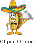 Vector Illustration of a Cartoon Taco Mascot Dressed As a Waiter and Holding a Serving Platter by Mascot Junction