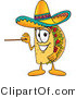 Vector Illustration of a Cartoon Taco Mascot Holding a Pointer Stick by Mascot Junction
