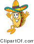 Vector Illustration of a Cartoon Taco Mascot Jumping by Mascot Junction