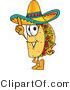 Vector Illustration of a Cartoon Taco Mascot Pointing Upwards by Mascot Junction