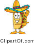 Vector Illustration of a Cartoon Taco Mascot Waving and Pointing by Mascot Junction
