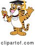 Vector Illustration of a Cartoon Tiger Cub Mascot Graduate by Mascot Junction
