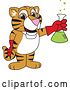 Vector Illustration of a Cartoon Tiger Cub Mascot Holding a Science Flask by Mascot Junction