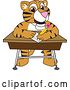 Vector Illustration of a Cartoon Tiger Cub Mascot Taking a Quiz by Mascot Junction
