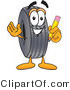 Vector Illustration of a Cartoon Tire Mascot Holding a Pencil by Mascot Junction