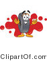 Vector Illustration of a Cartoon Tire Mascot with a Red Paint Splatter by Mascot Junction