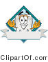 Vector Illustration of a Cartoon Tooth Mascot over a Blank White Banner on a Logo by Mascot Junction