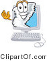 Vector Illustration of a Cartoon Tornado Mascot Waving from Inside a Computer Screen by Mascot Junction