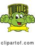 Vector Illustration of a Cartoon Turtle Mascot Leaping out from a Shield with Text and a Blank Banner by Mascot Junction