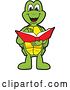 Vector Illustration of a Cartoon Turtle Mascot Reading a Book by Mascot Junction