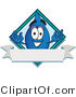 Vector Illustration of a Cartoon Water Drop Mascot over a Blank Banner on a Logo by Mascot Junction