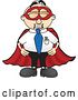 Vector Illustration of a Cartoon White Businessman Nerd Mascot Dressed As a Super Hero by Mascot Junction