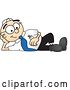 Vector Illustration of a Cartoon White Businessman Nerd Mascot Reclining and Resting His Head on His Hand by Mascot Junction