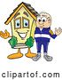Vector Illustration of a Cartoon White Male Senior Citizen Mascot Beside a New House by Mascot Junction