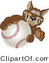 Vector Illustration of a Cartoon Wolf Mascot Grabbing a Baseball by Mascot Junction