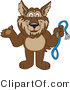 Vector Illustration of a Cartoon Wolf Mascot Holding a Leash by Mascot Junction
