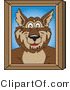 Vector Illustration of a Cartoon Wolf Mascot Portrait by Mascot Junction