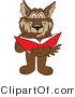 Vector Illustration of a Cartoon Wolf Mascot Reading a Book by Mascot Junction