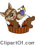 Vector Illustration of a Cartoon Wolf Mascot Relaxing in a Tub with a Drink on His Belly by Mascot Junction