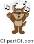 Vector Illustration of a Cartoon Wolf Mascot Singing by Mascot Junction