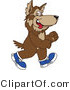 Vector Illustration of a Cartoon Wolf Mascot Walking in Shoes by Mascot Junction