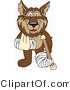 Vector Illustration of a Cartoon Wolf Mascot with a Sling, Cast and Crutch by Mascot Junction