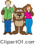Vector Illustration of a Cartoon Wolf Mascot with Adults by Mascot Junction