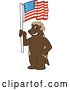 Vector Illustration of a Cartoon Wolverine Mascot Holding an American Flag by Mascot Junction