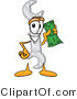 Vector Illustration of a Cartoon Wrench Mascot Holding a Dollar Bill by Mascot Junction