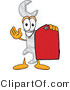 Vector Illustration of a Cartoon Wrench Mascot Holding a Red Sales Price Tag by Mascot Junction