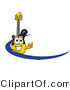 Vector Illustration of a Clipart Picture of a Guitar Mascot Logo with a Blue Dash by Mascot Junction