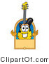 Vector Illustration of a Clipart Picture of a Guitar Mascot with a Blank Tan Label by Mascot Junction