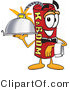 Vector Illustration of a Dynamite Stick Mascot Holding a Serving Platter by Mascot Junction