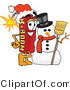 Vector Illustration of a Dynamite Stick Mascot with a Snowman on Christmas by Mascot Junction