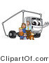 Vector Illustration of a Family Standing by a Waving Cartoon Delivery Truck Mascot by Mascot Junction