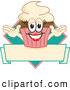 Vector Illustration of a Female Cupcake and Banner over a Diamond by Mascot Junction